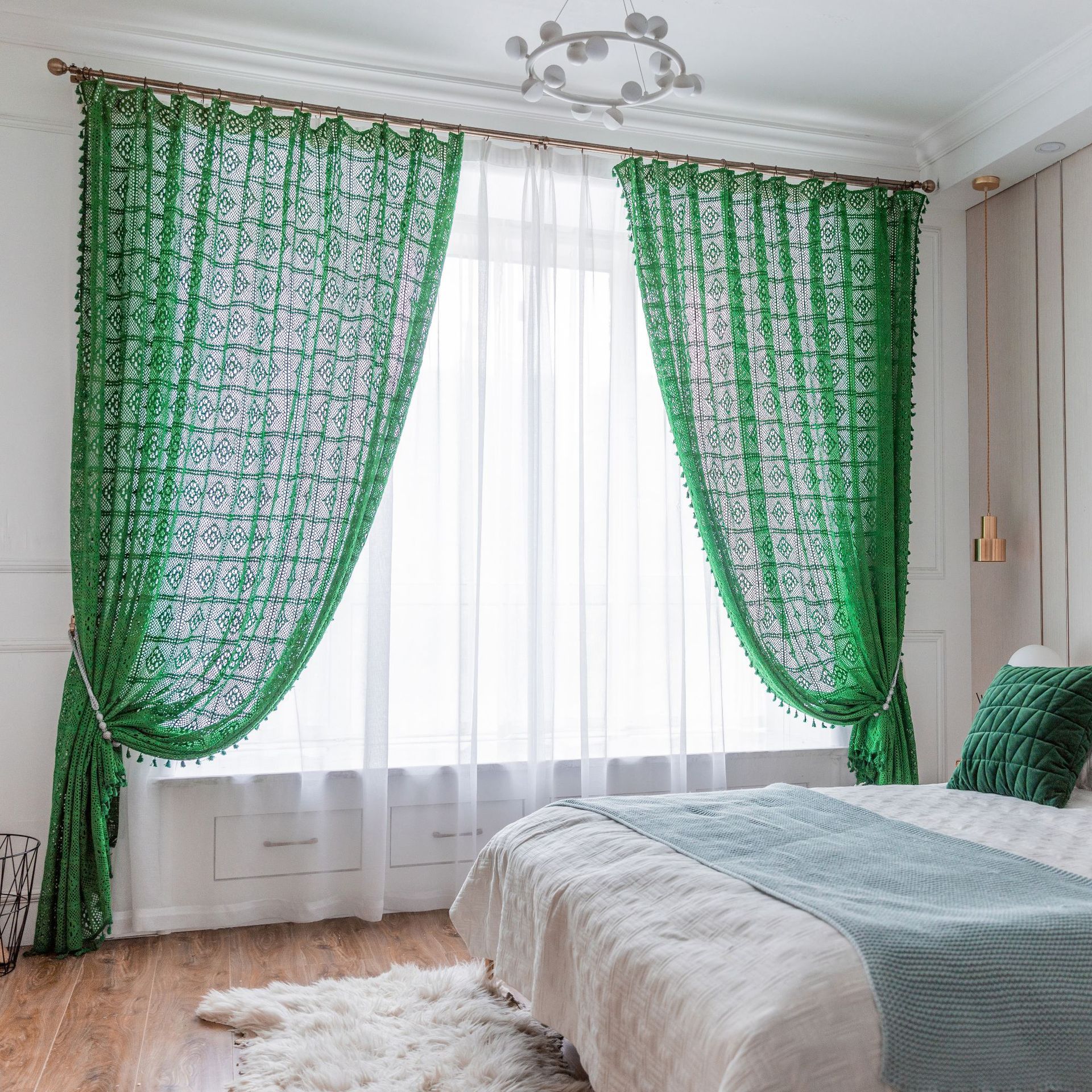 How can you brighten up your home with green sheer curtains