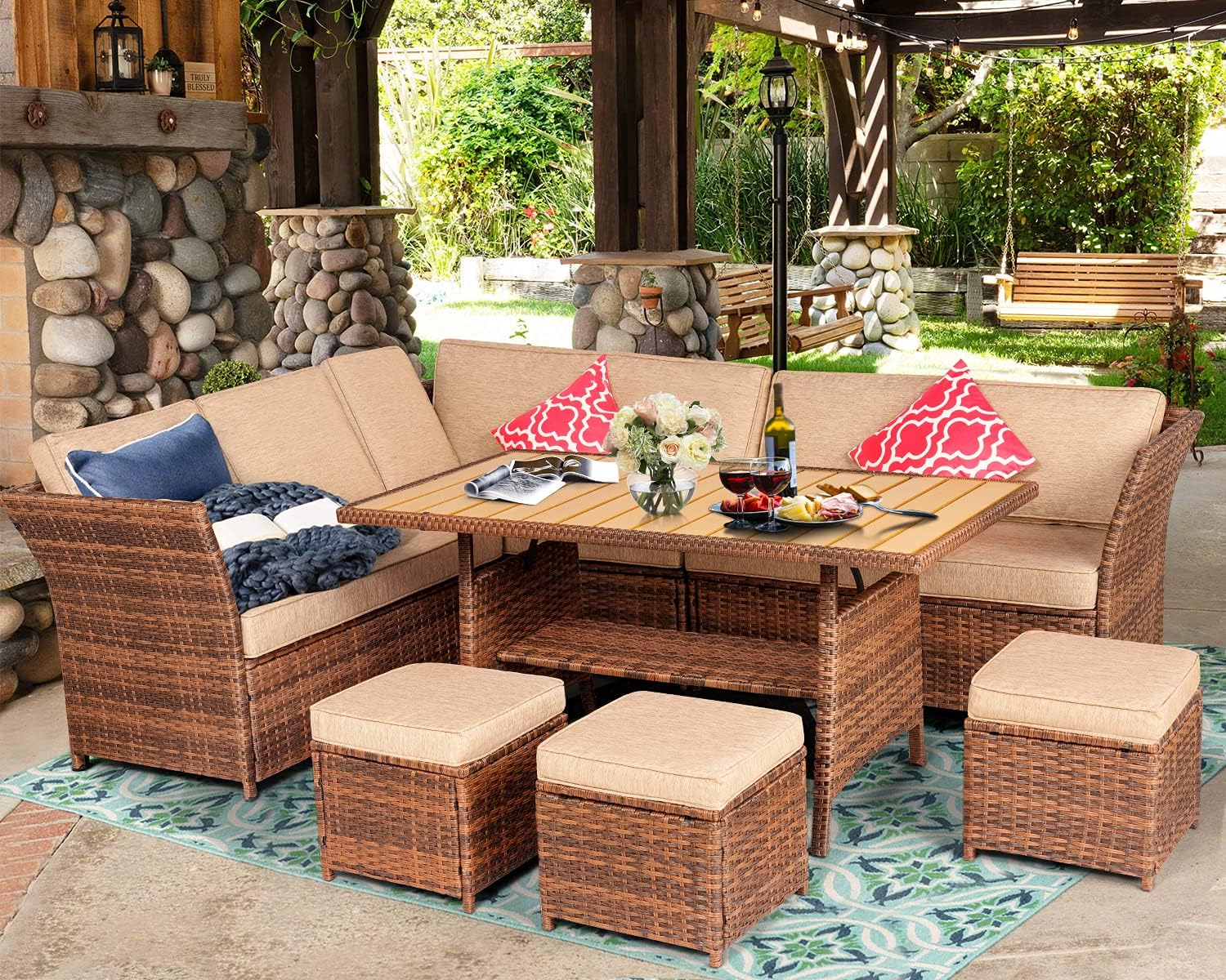 Looking For Durable Outdoor Furniture This Year. Try The Brookbury 5 Piece Wicker Set